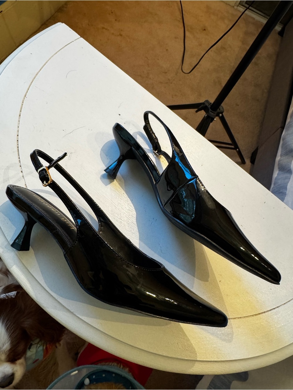 Women's Black Patent Slingback Kitten Heel Pumps size 6